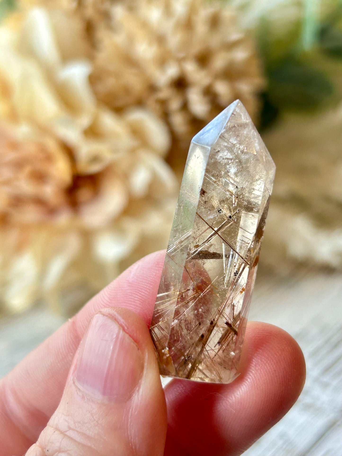 High grade Mini Rutilated Quartz with clear natural Quartz and fine Rutile needle inclusions.