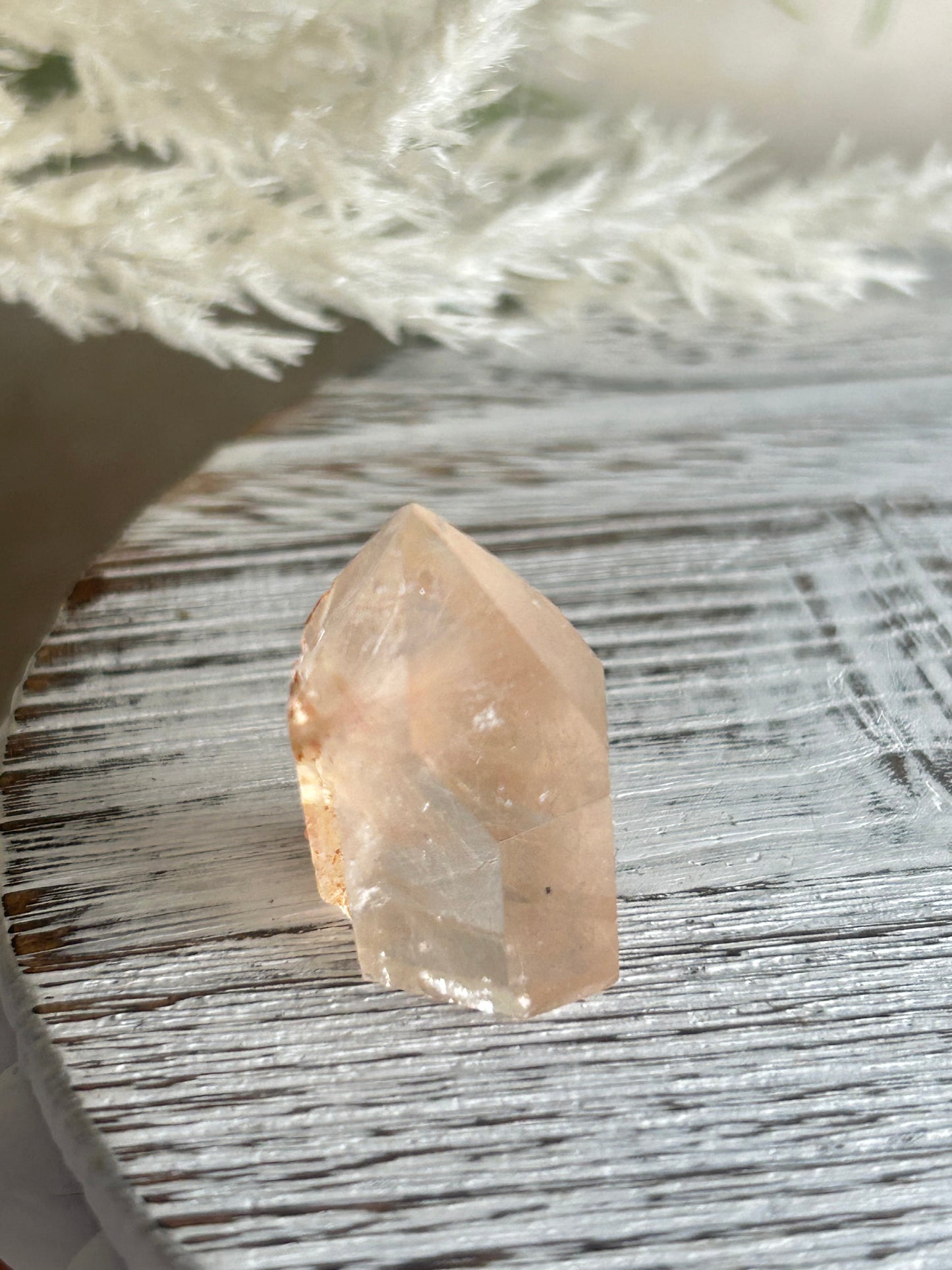 Rutilated Quartz Tower – Angel Hair Rutile - Pink & Gold Threads - Semi Polished