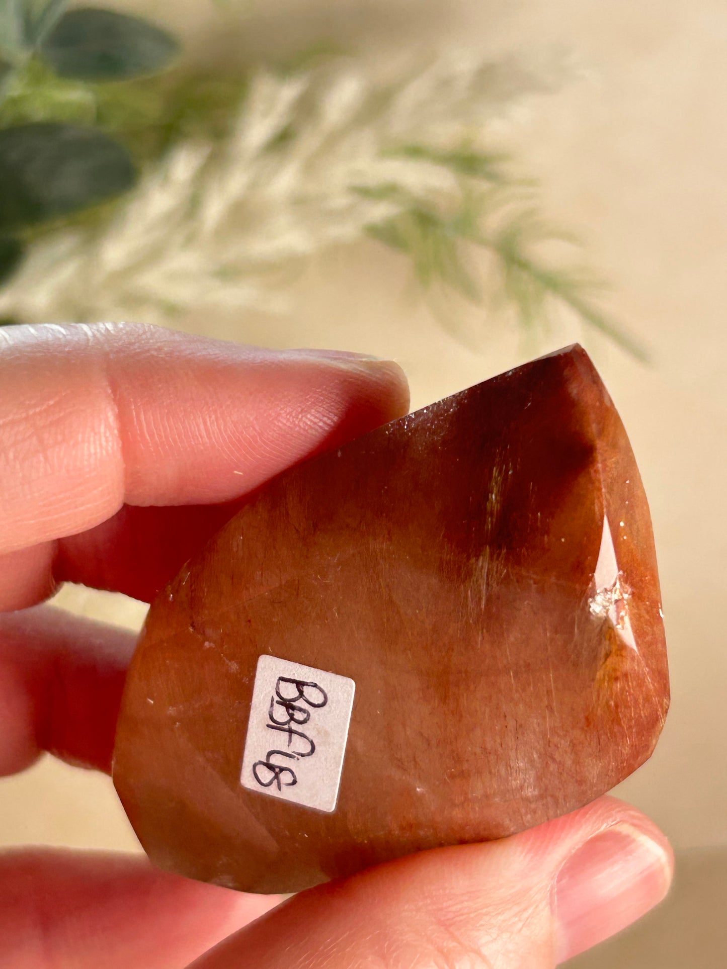 Sunset Amphibole Quartz Freeform – Orange and Red Wisp Inclusion