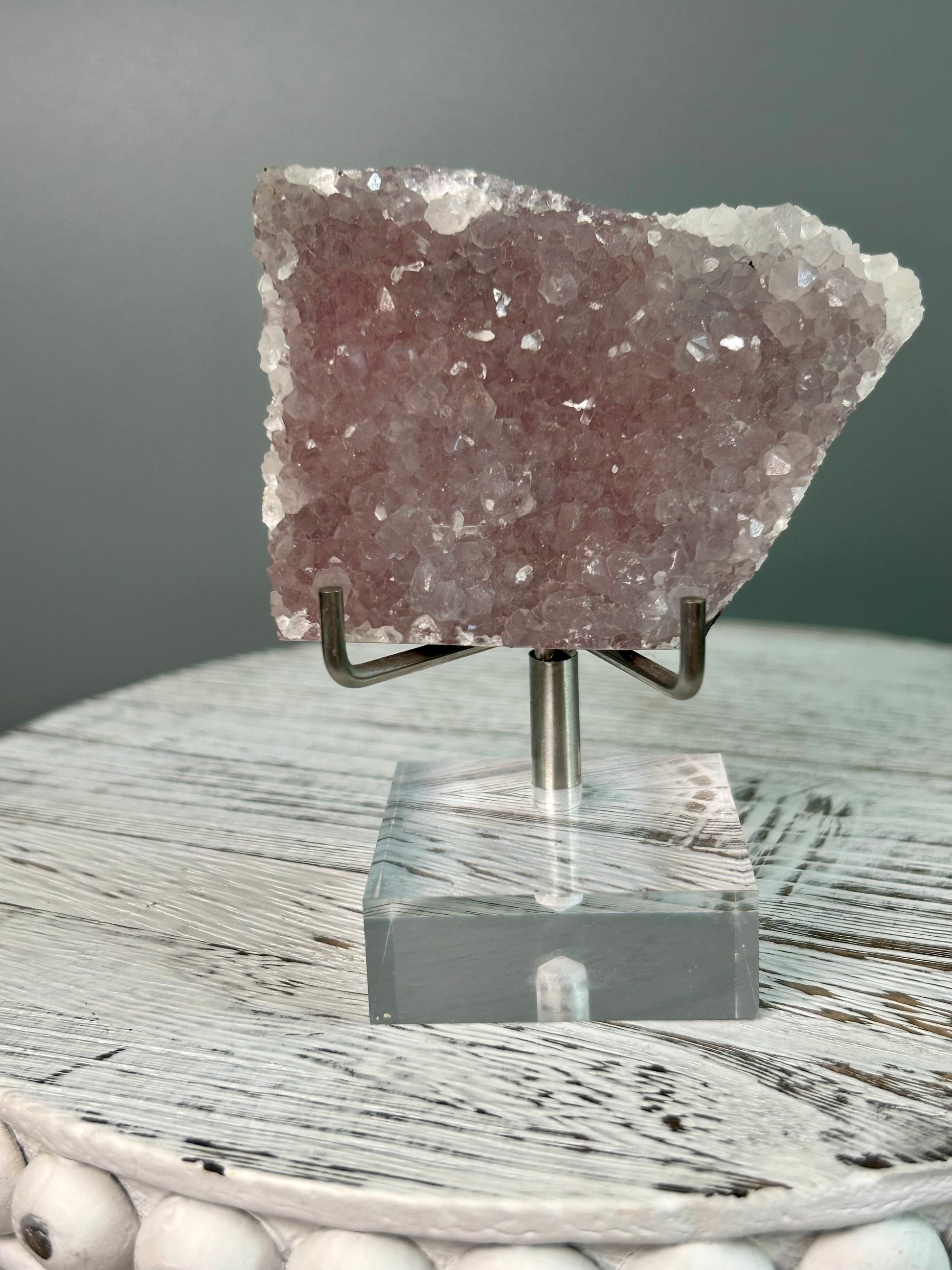 Grey Chalcedony specimen with layered colour growth and gentle shimmer