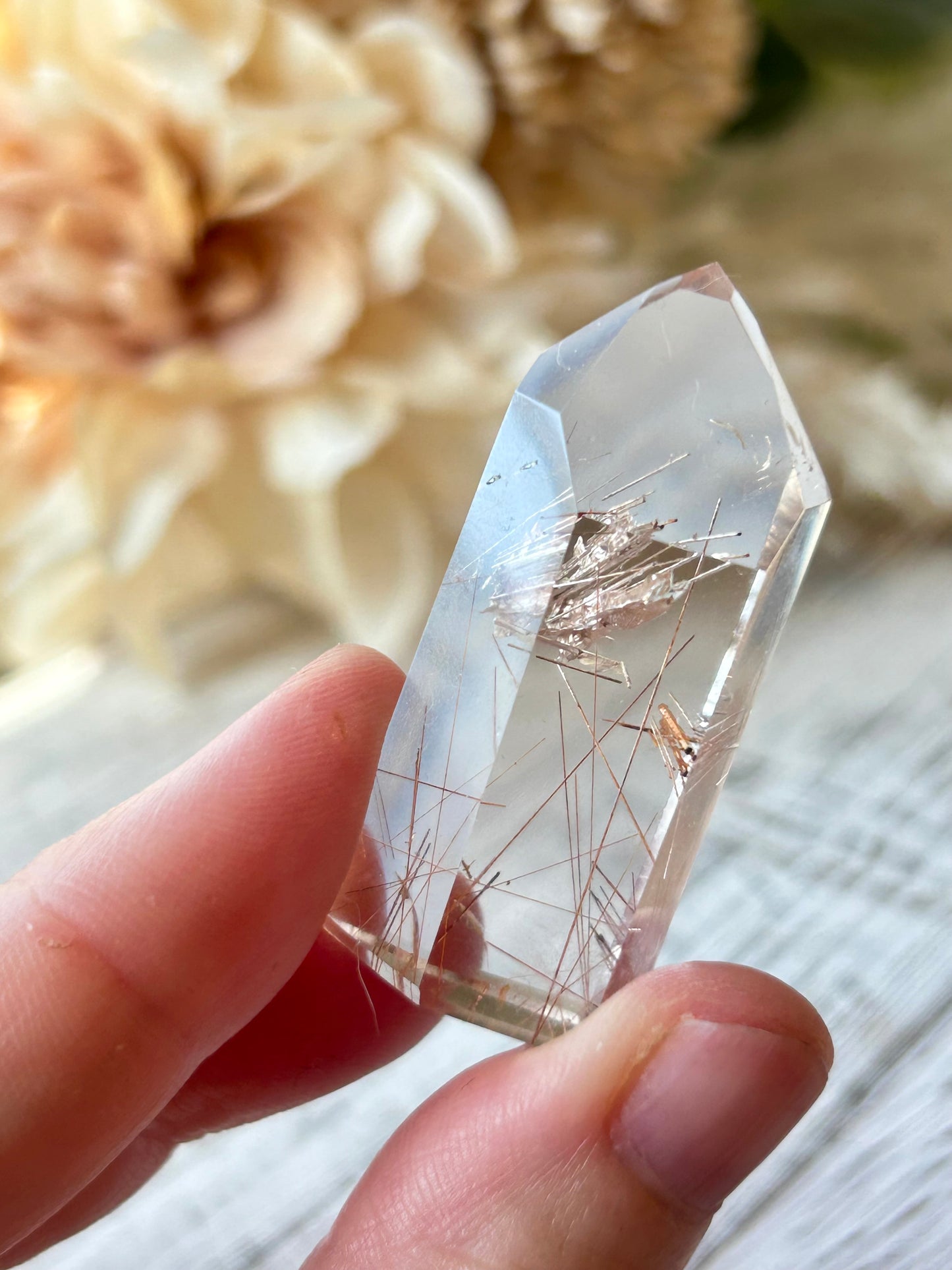 High grade Mini Rutilated Quartz with clear natural Quartz and fine Rutile needle inclusions.