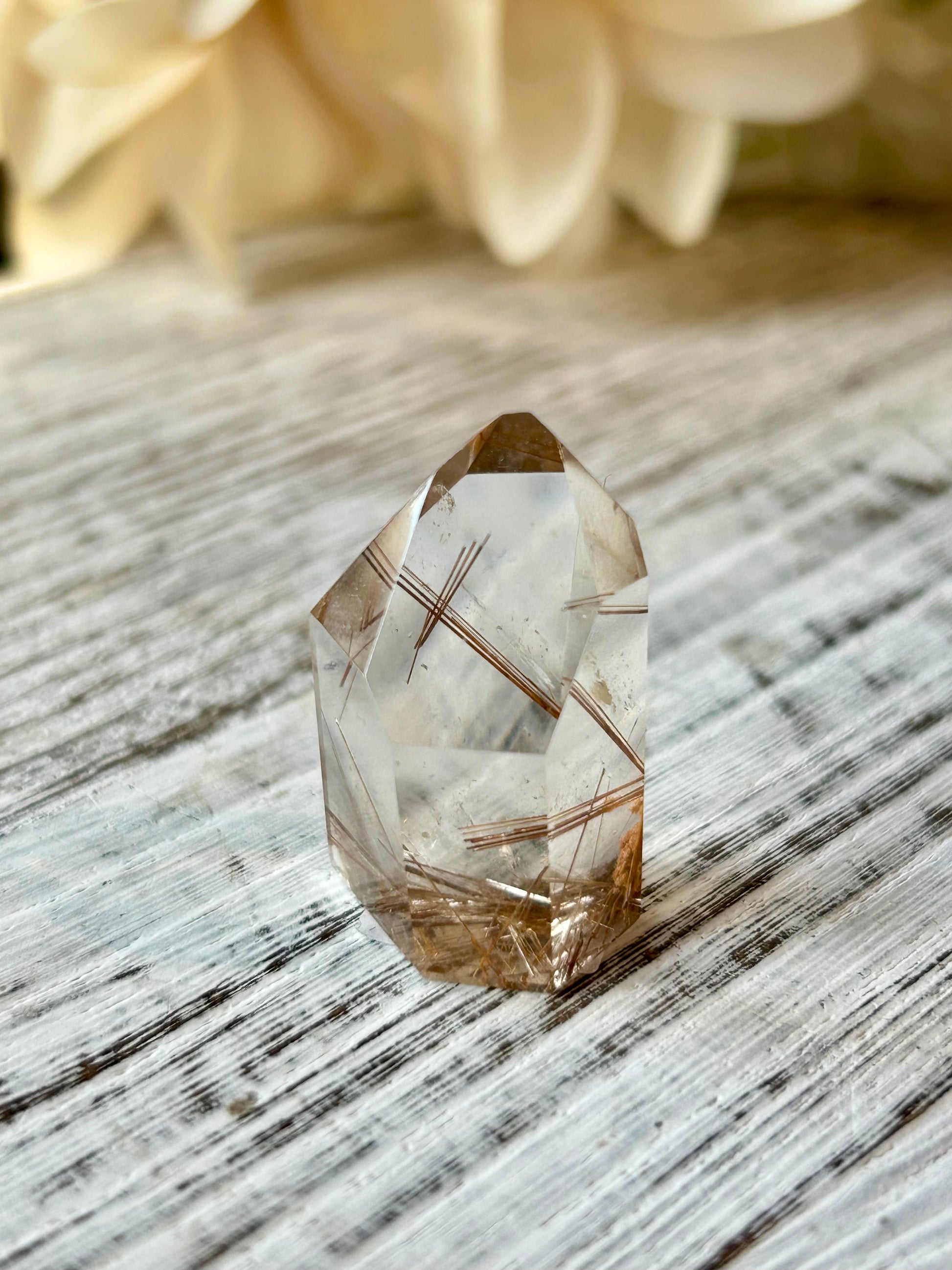 High grade Mini Rutilated Quartz with clear natural Quartz and fine Rutile needle inclusions.