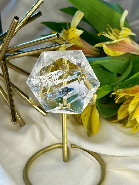 Faceted Hexagon with gold stand