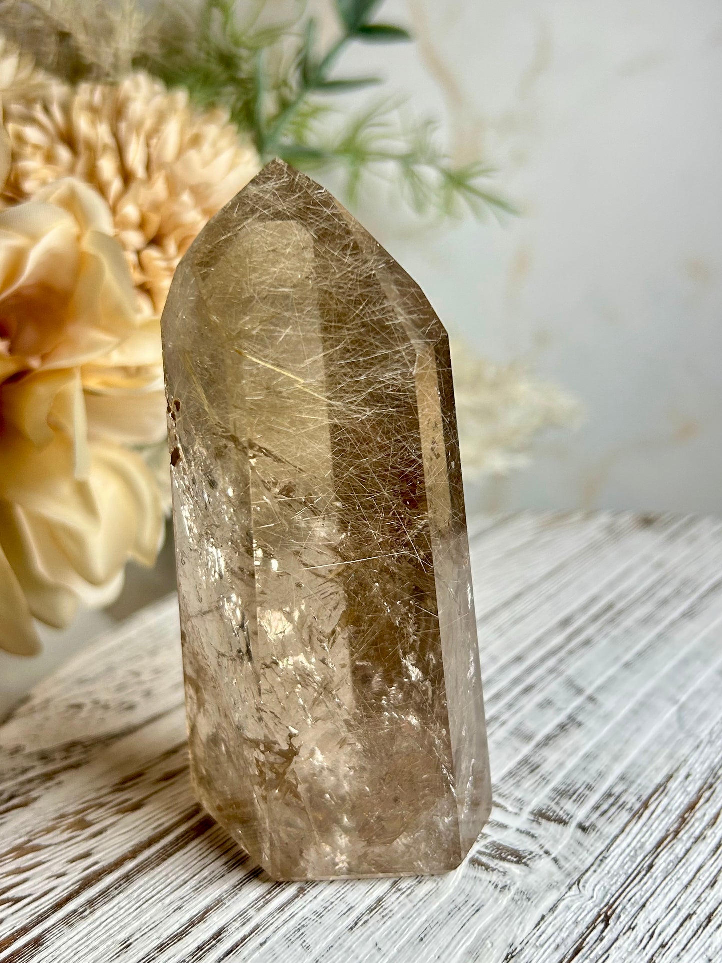 Rutilated Quartz Tower – Shooting Star Rutile - Gold Threads | Smokey/Citrine