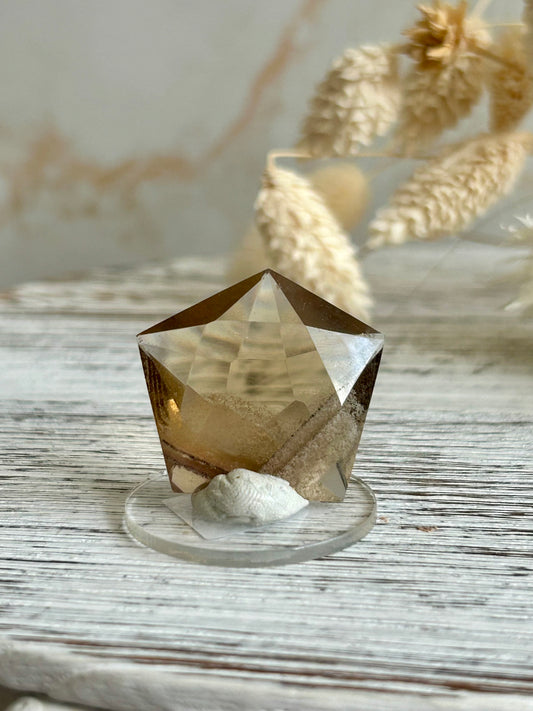 43 Carat Faceted Citrine cab – Golden Clarity With Natural Inclusions