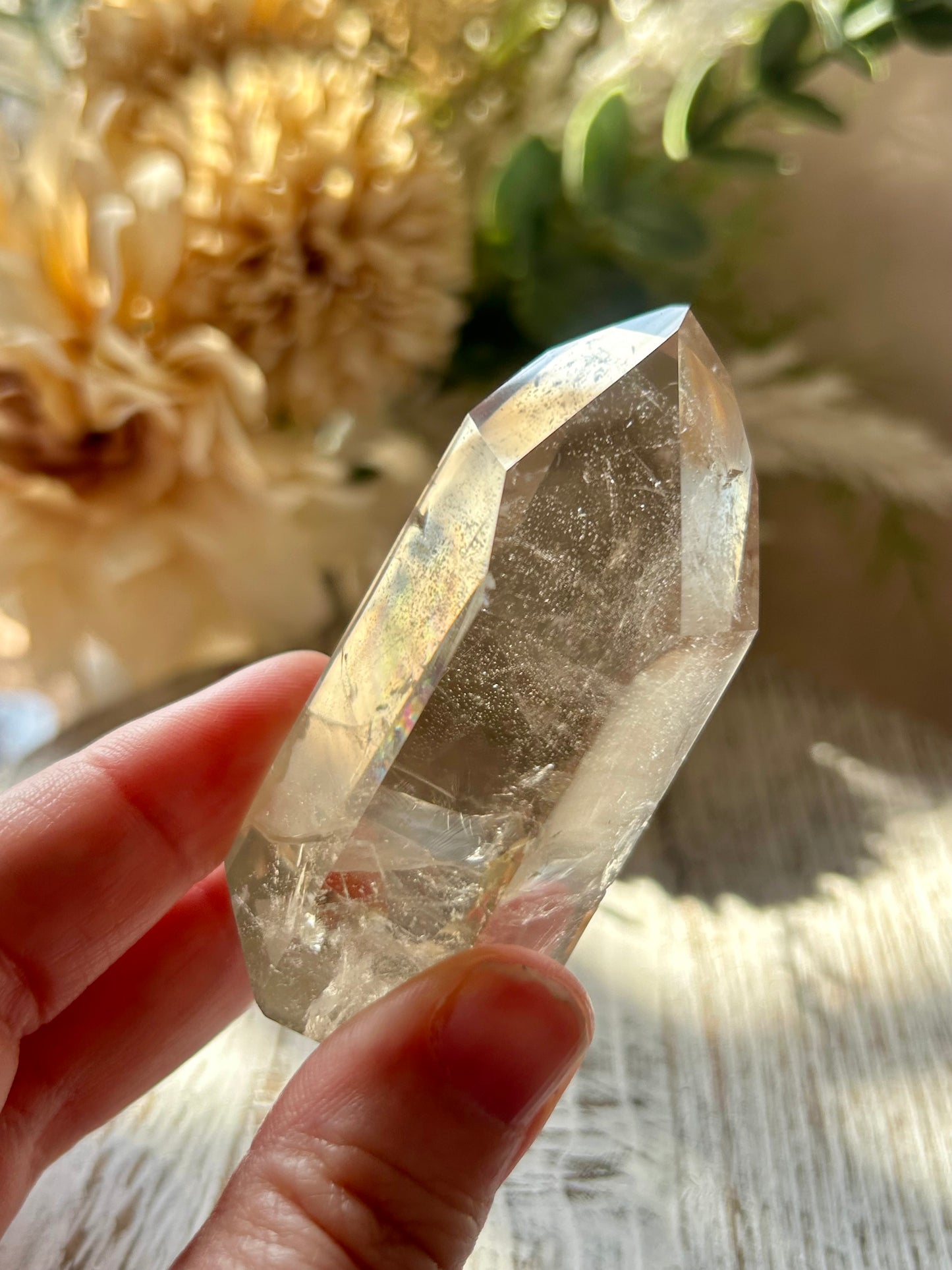 Citrine Tower – Golden  Point with Wispy Inclusions - Rainbow Inclusion
