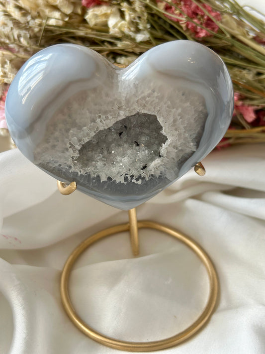 Agate Heart with gold stand