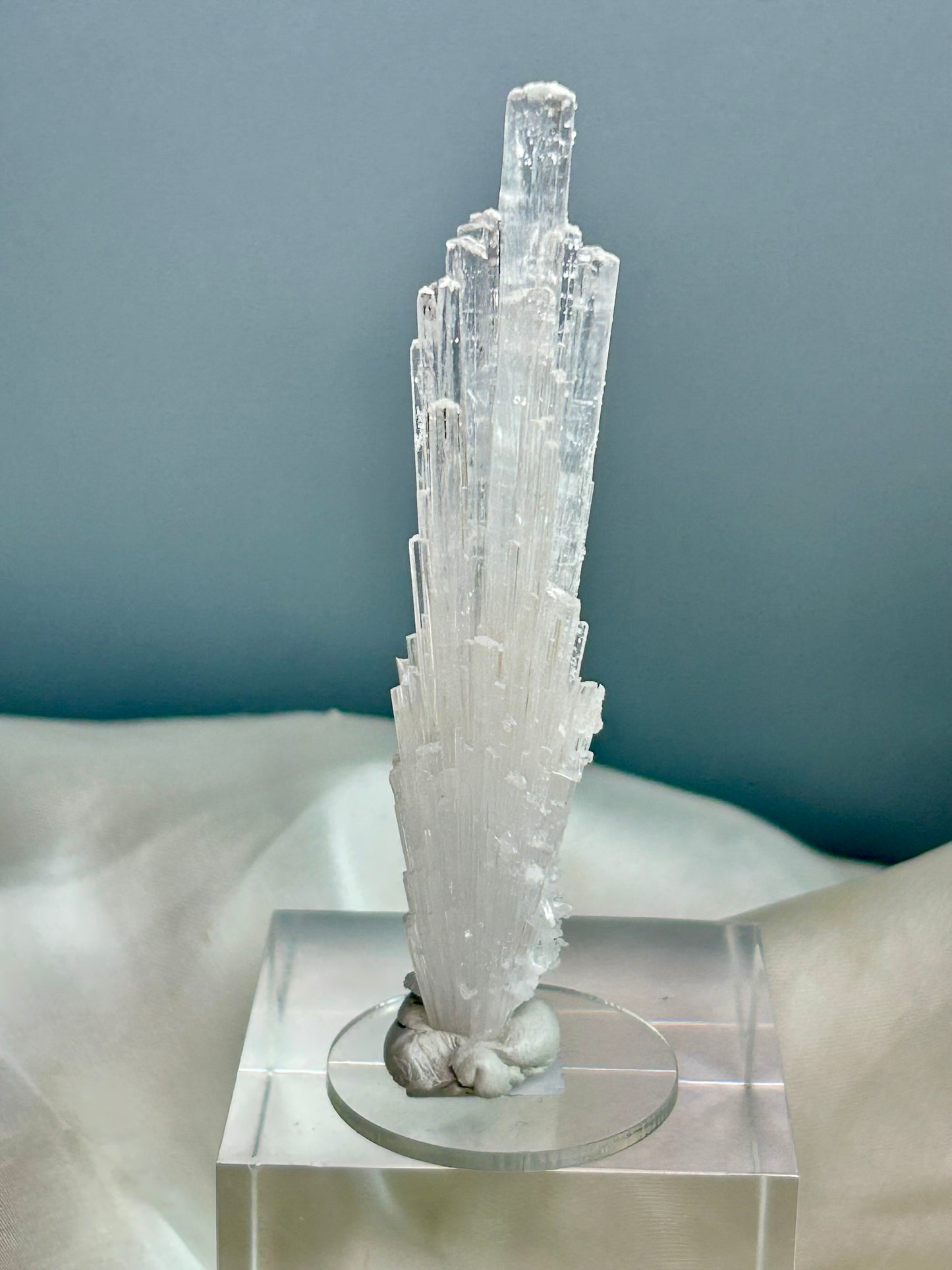 Scolecite Spray with Golden Calcite Nodules — High Grade Indian Mineral Cluster