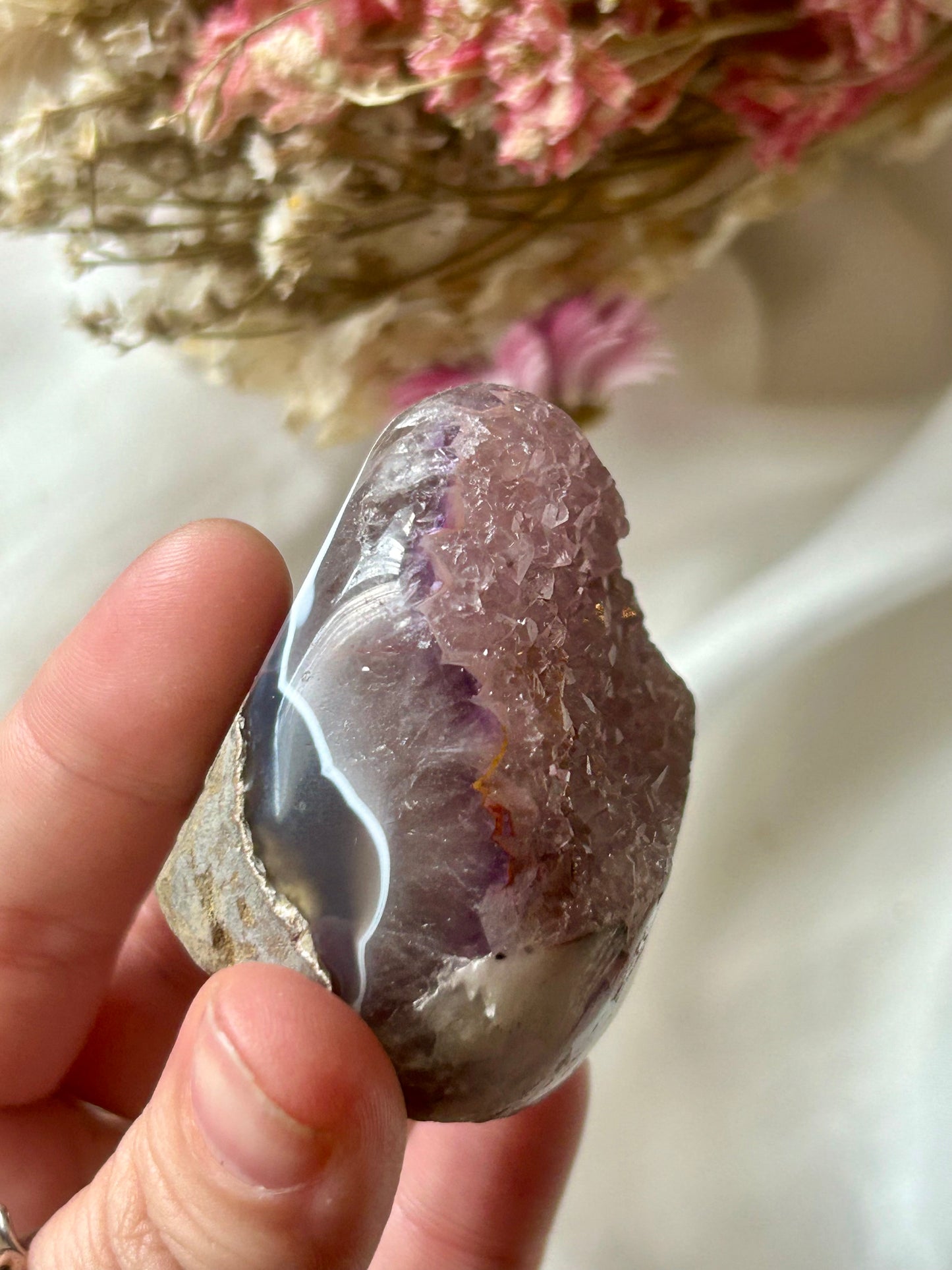 Rainbow Amethyst with Agate and calcite