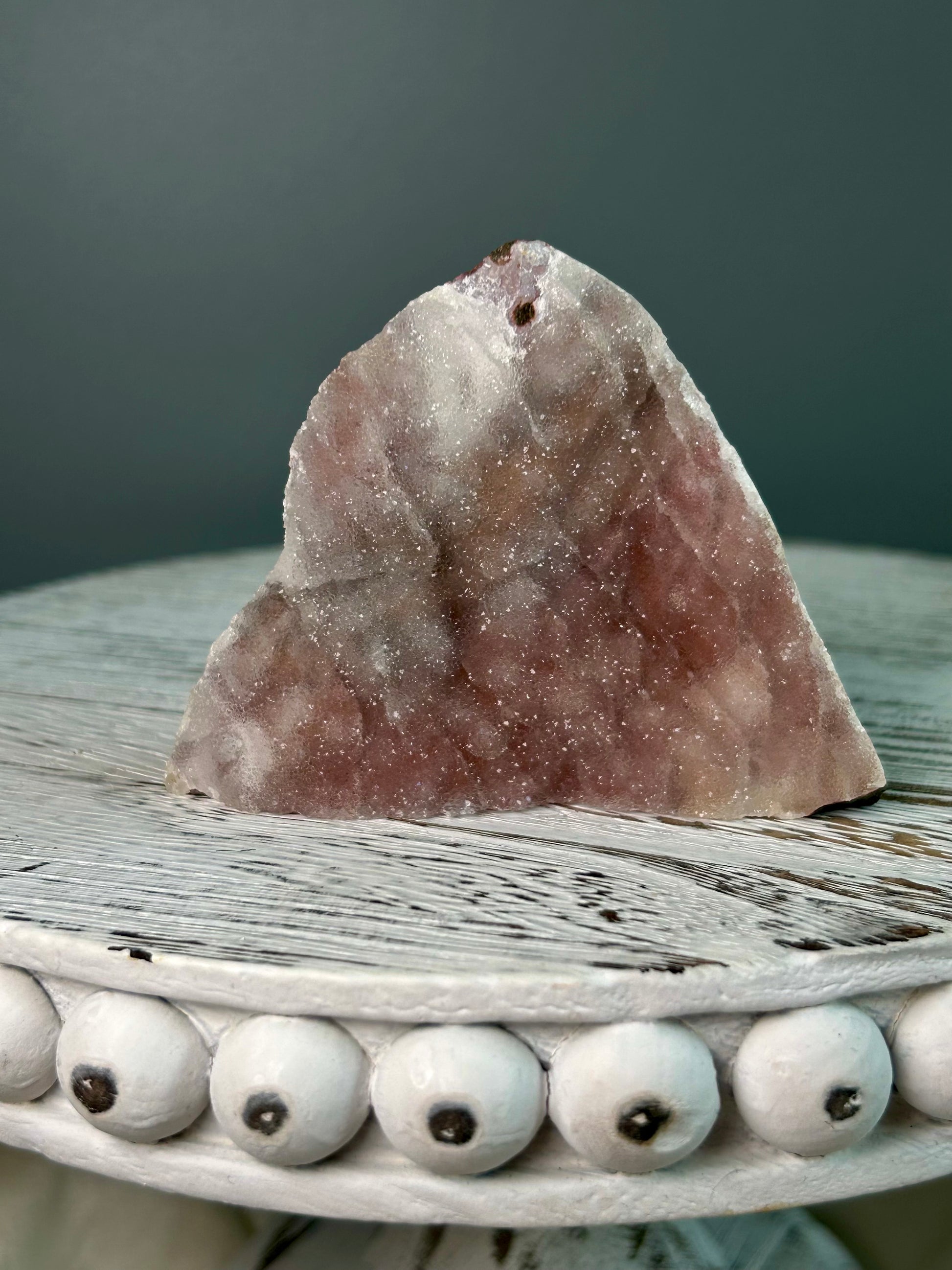 Grey Chalcedony specimen with layered colour growth and gentle shimmer