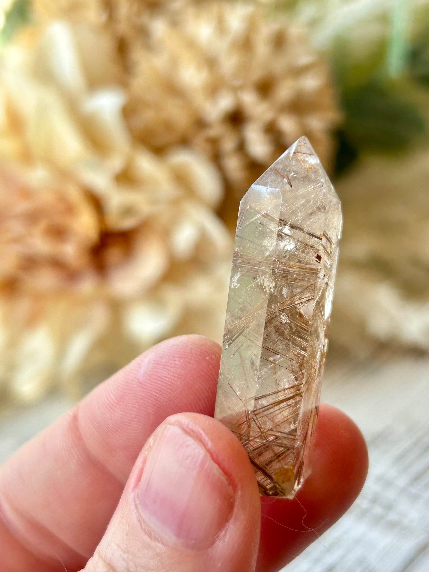 High grade Mini Rutilated Quartz with clear natural Quartz and fine Rutile needle inclusions.