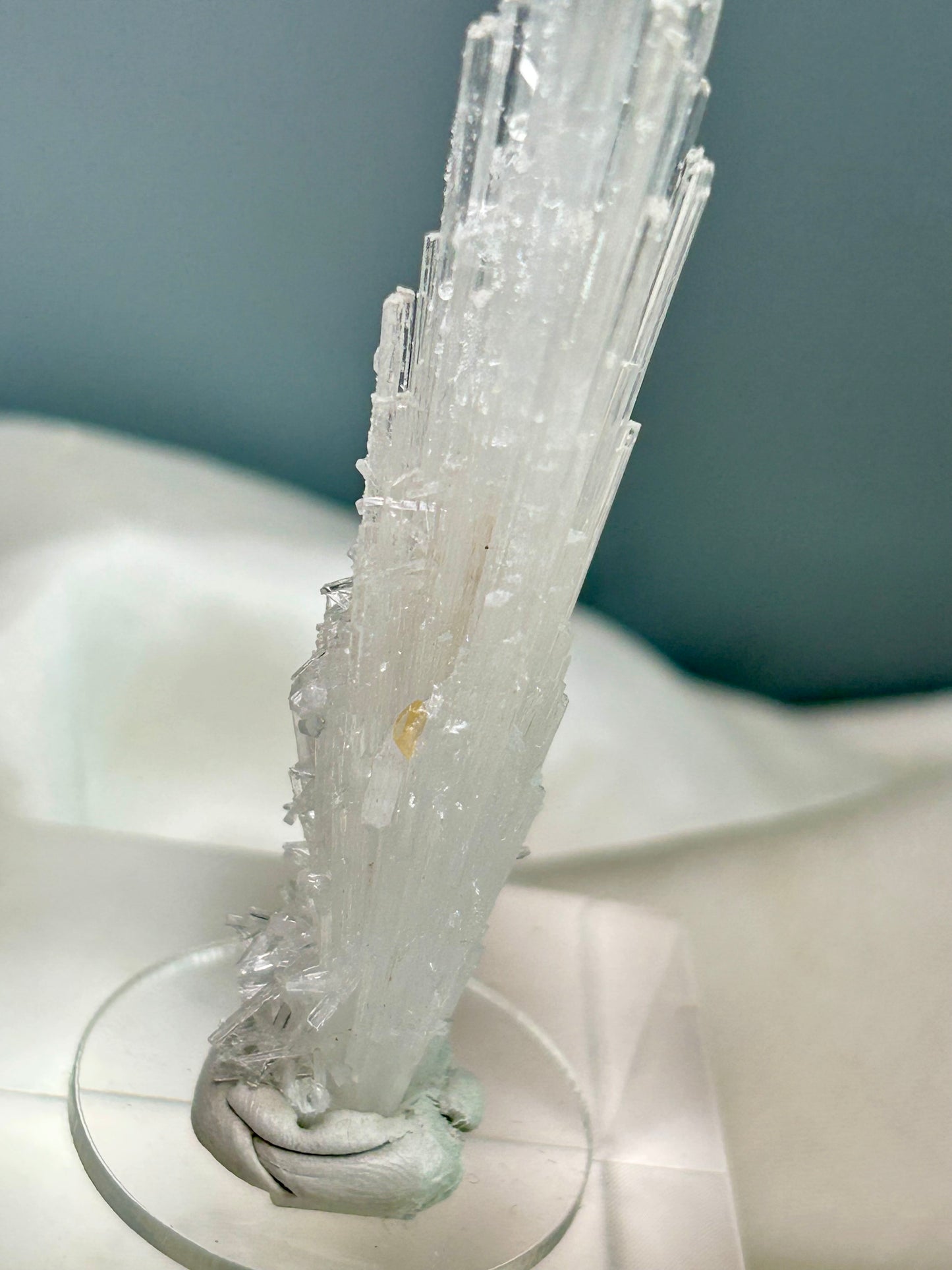 Scolecite Spray with Golden Calcite Nodules — High Grade Indian Mineral Cluster