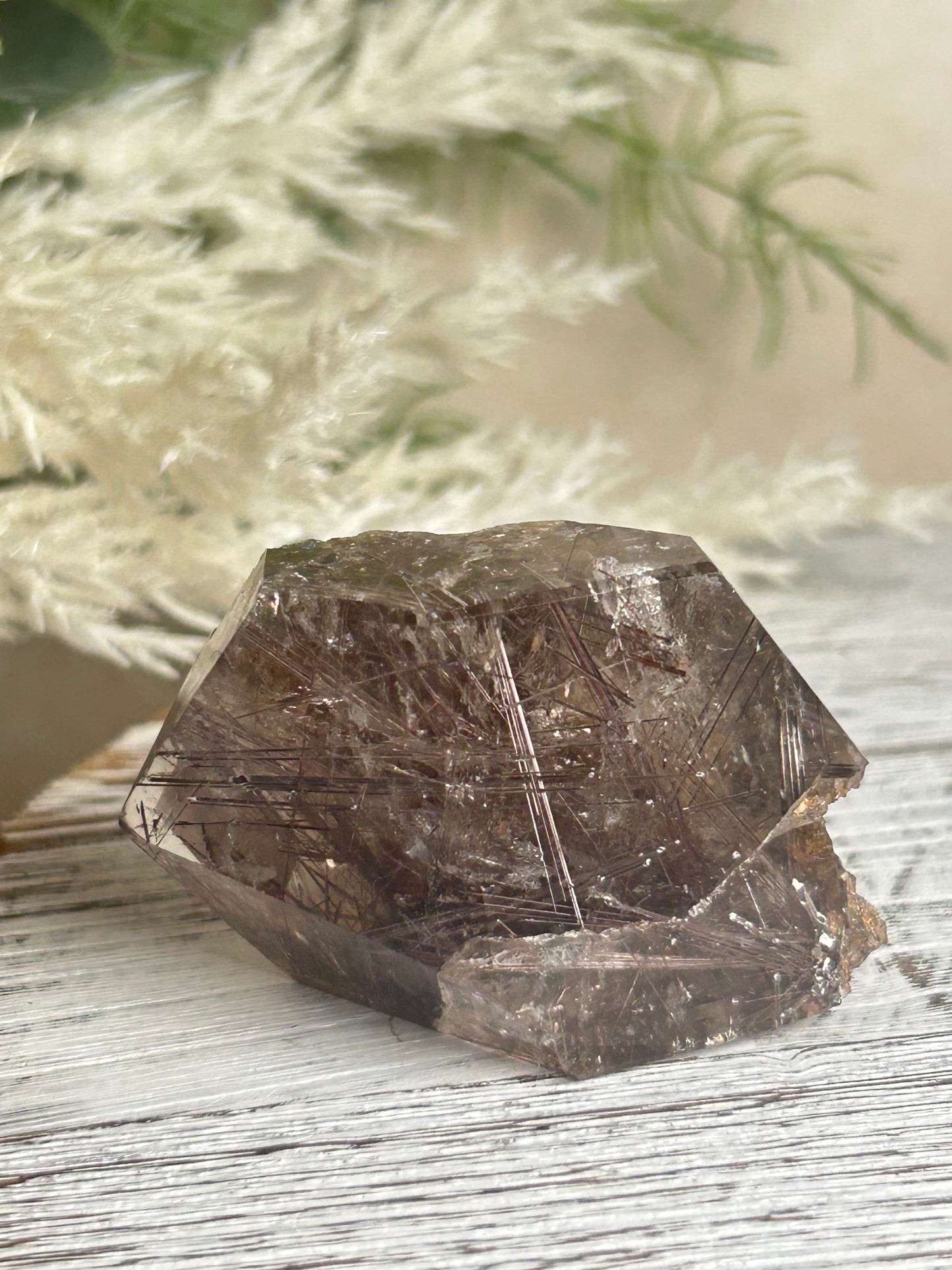 Rutilated Quartz Tower – Angel Hair Rutile - Thick Silver Threads - Semi Polished