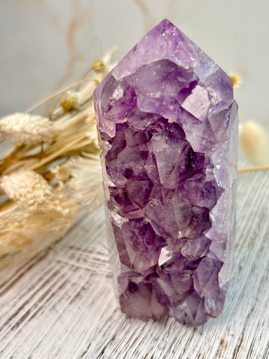 Brazilian Amethyst Tower – Deep Lavender Cluster Formation