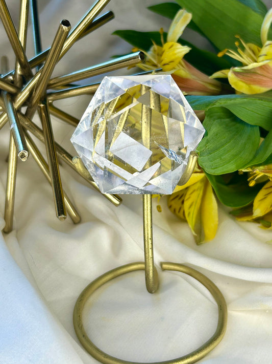 Faceted Hexagon with gold stand