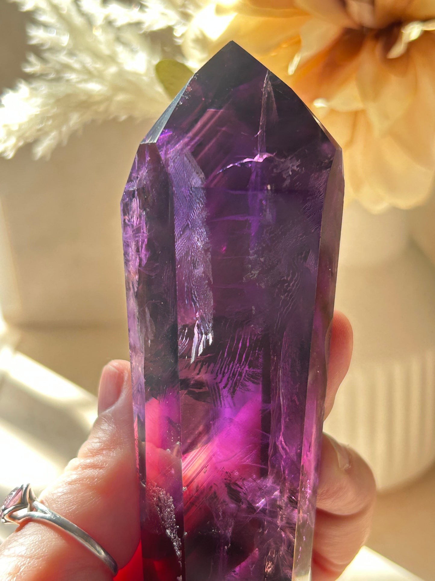 High-Grade Amethyst Point on Display Stand – Deep Violet Piece