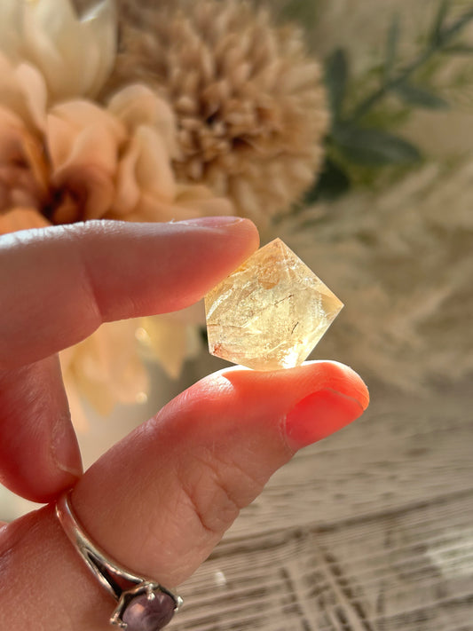 17 Carat Faceted Citrine cab – Golden Clarity With Natural Inclusions