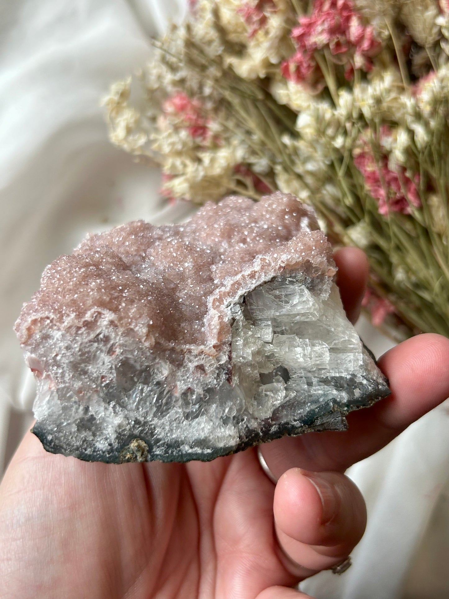 Large raw pink Rainbow Amethyst