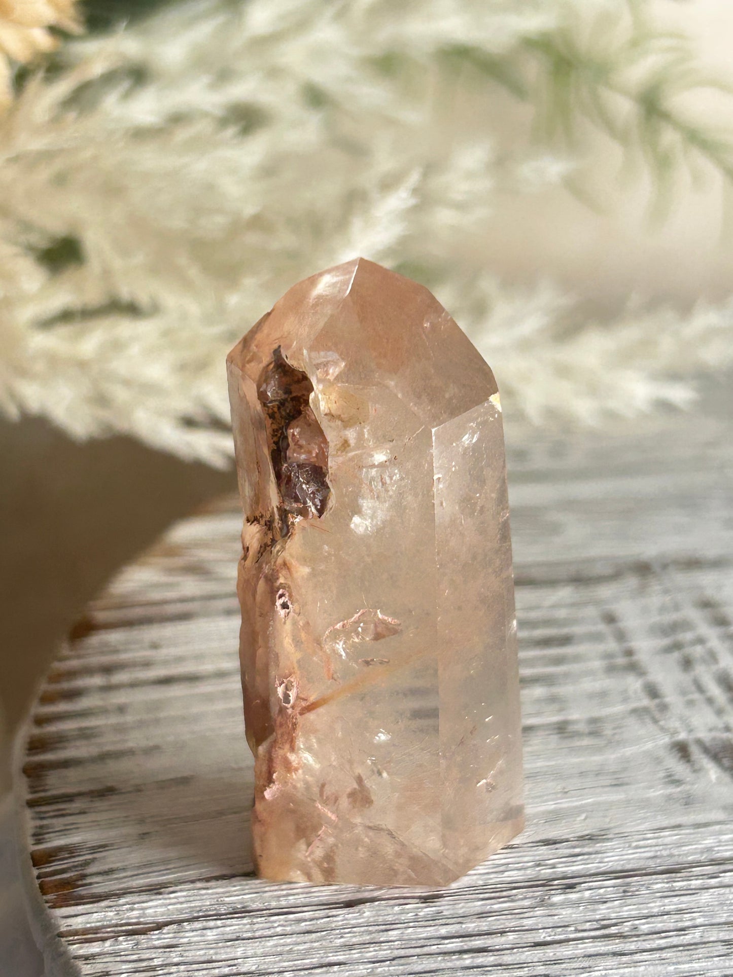 Rutilated Quartz Tower – Angel Hair Rutile - Rose Gold Threads - Semi Polished
