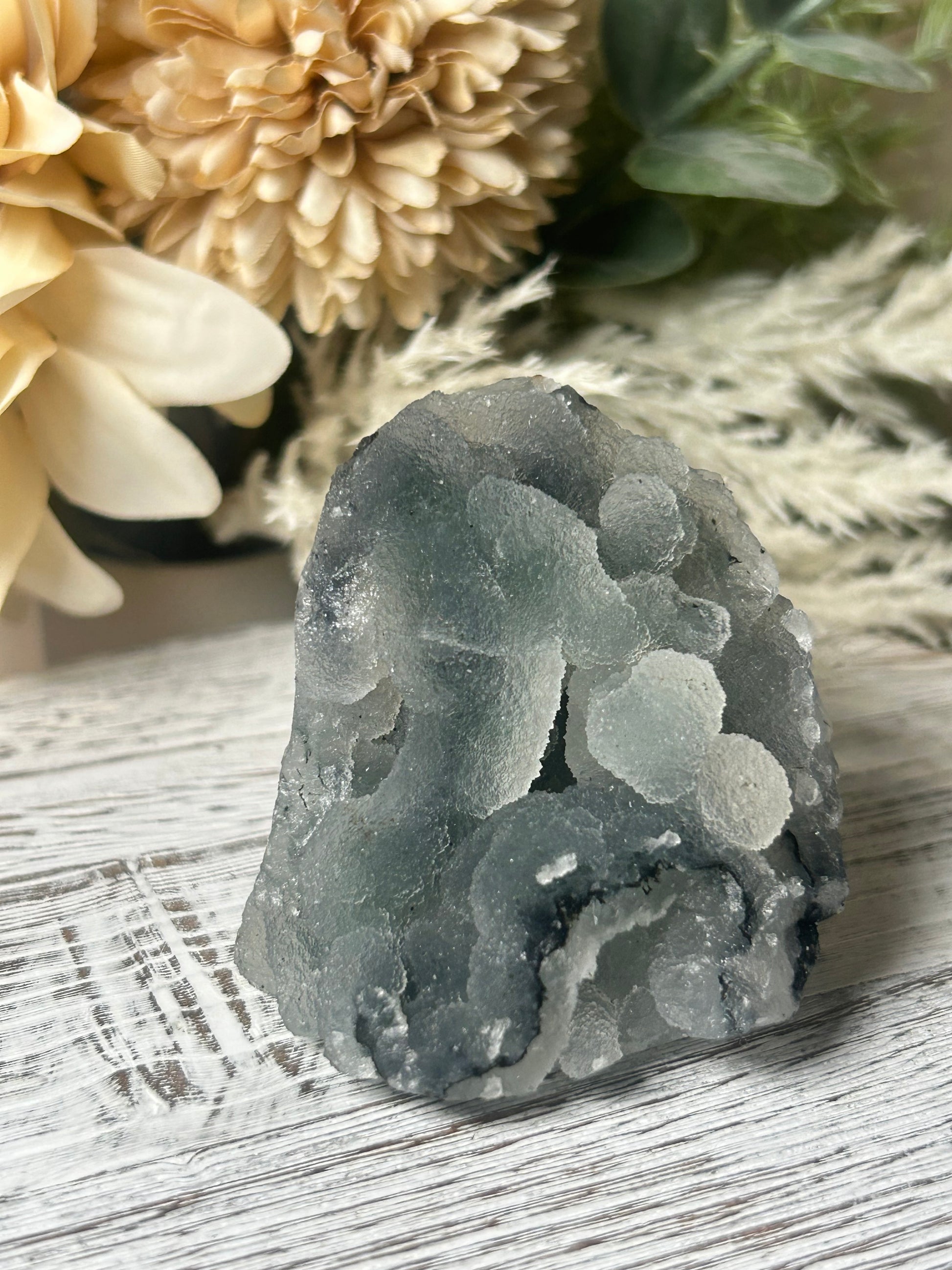 grey chalcedony cluster botryoidal blue grey natural quartz crystal formation mineral specimen