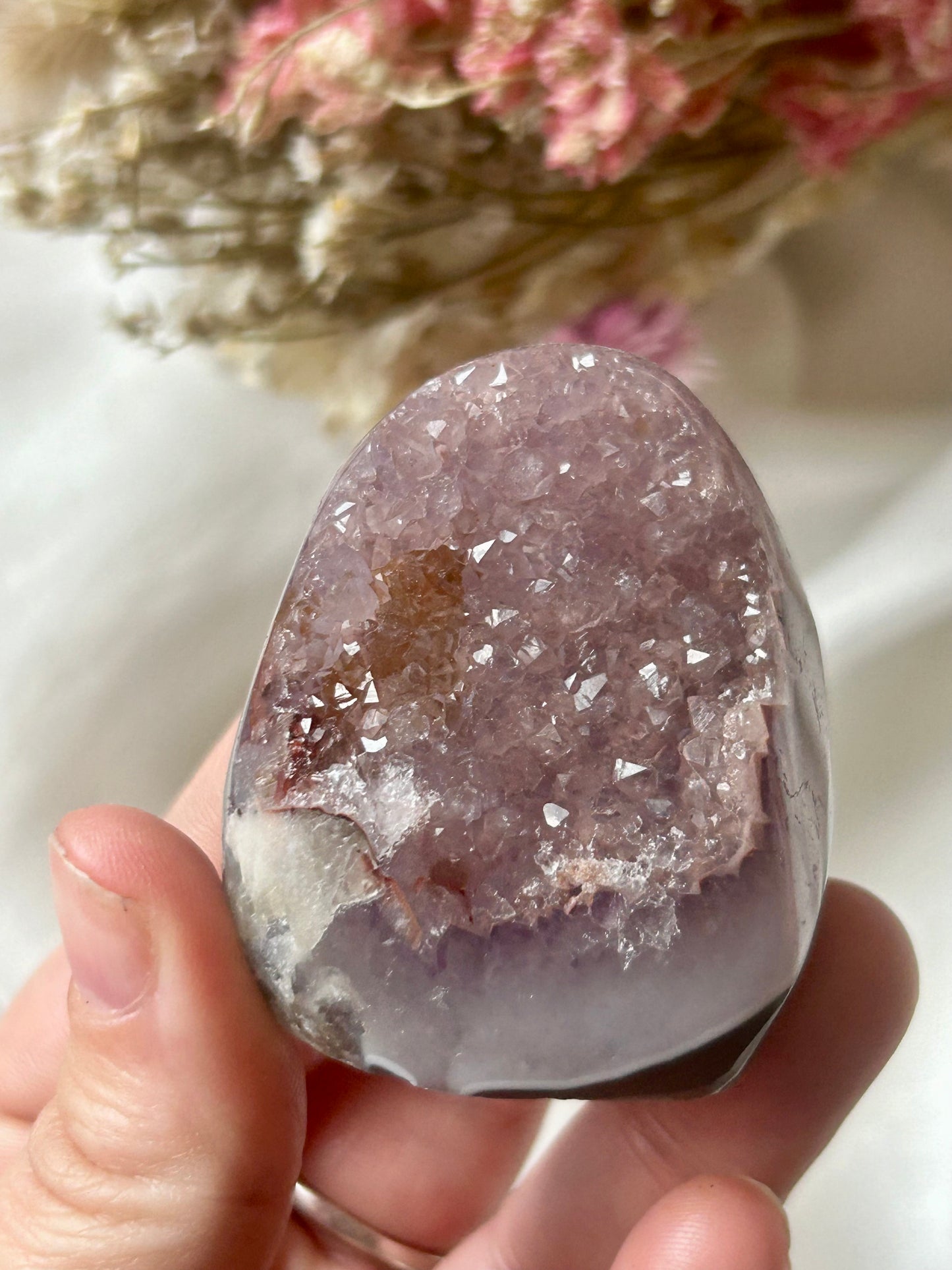 Rainbow Amethyst with Agate and calcite