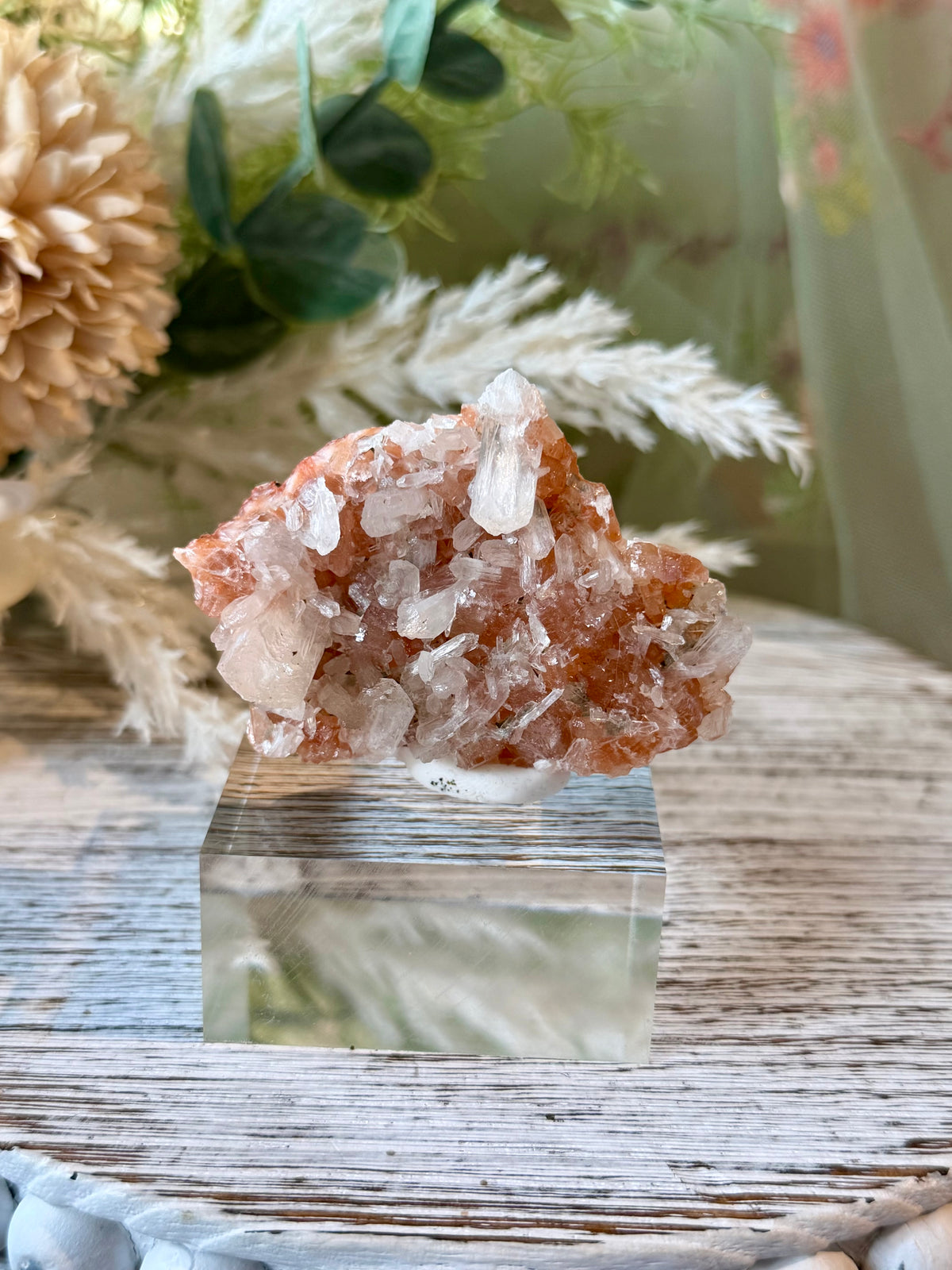 Natural Chalcedony with Stellerite and Heulandite featuring intricate zeolite crystal formations and unique mineral growth.