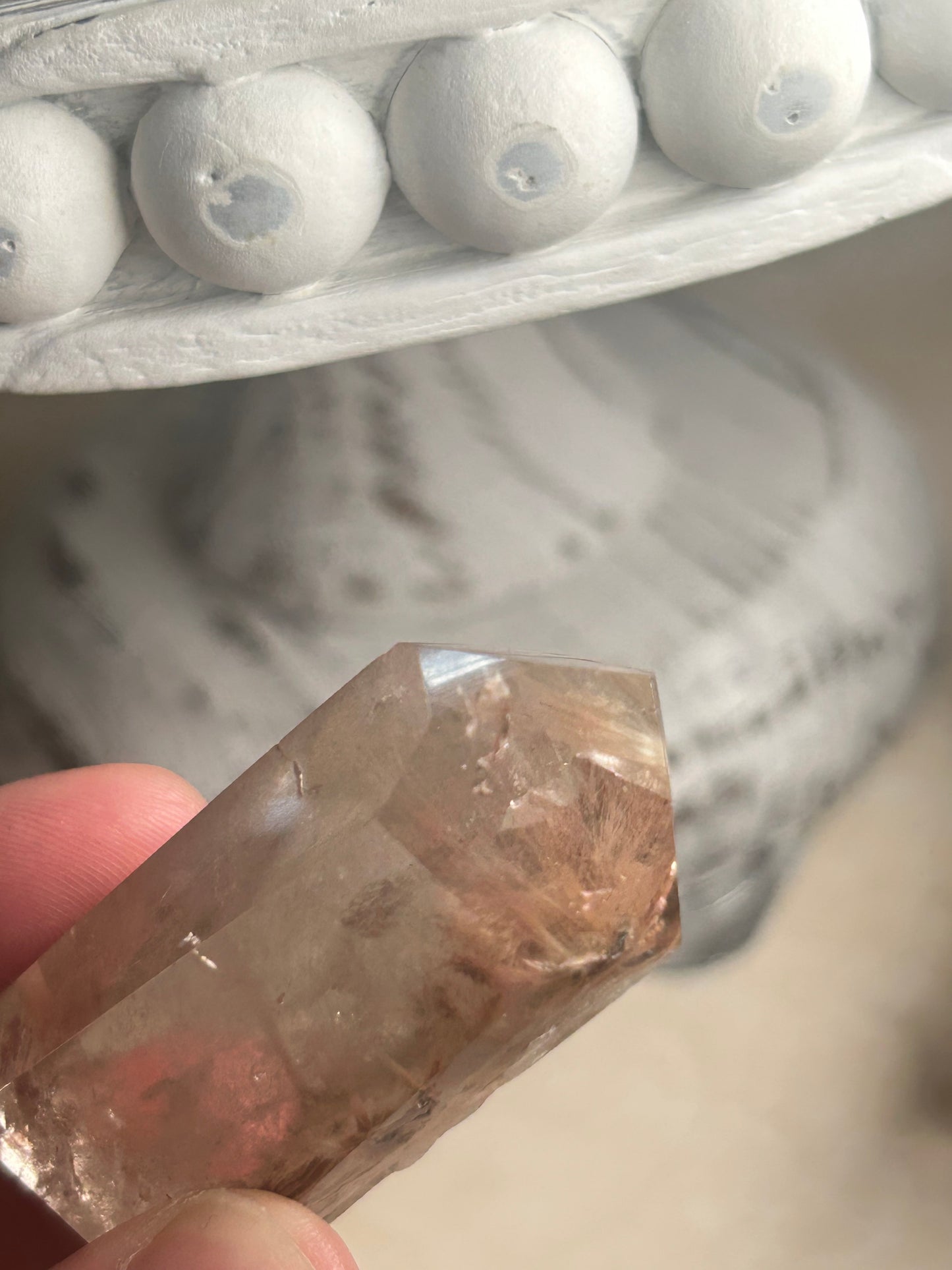 Rutilated Quartz Tower – Angel Hair Rutile - Rose Gold Threads - Semi Polished