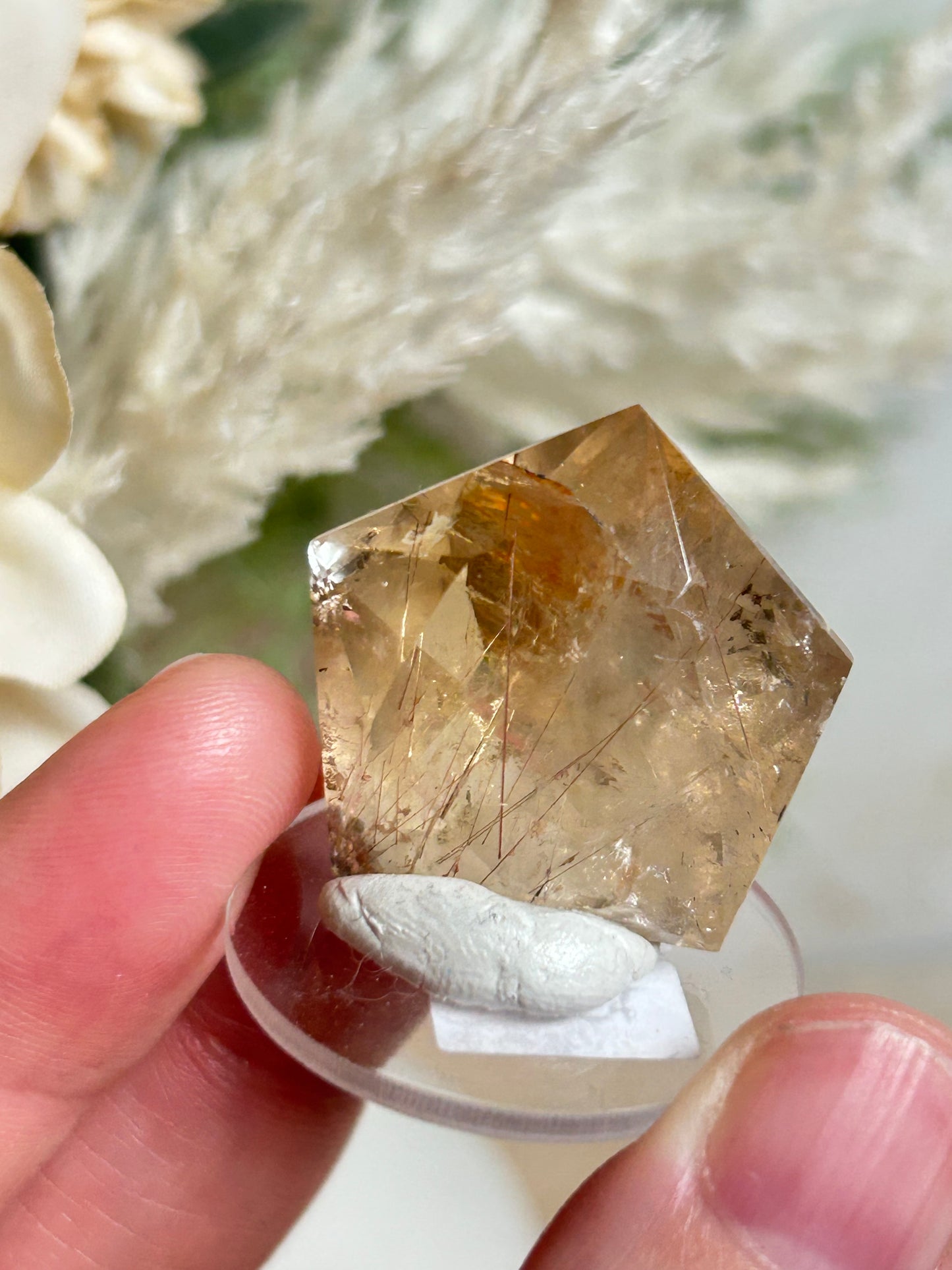 57 Carat Faceted Citrine cab – Golden Clarity With Natural Rutile Inclusions