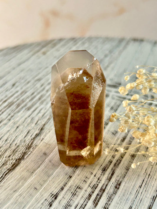 Phantom Garden Quartz stone, high-quality polished point