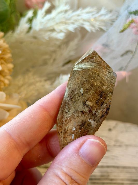 Semi Polished High Grade Rutilated Quartz | Natural Rutile Crystal