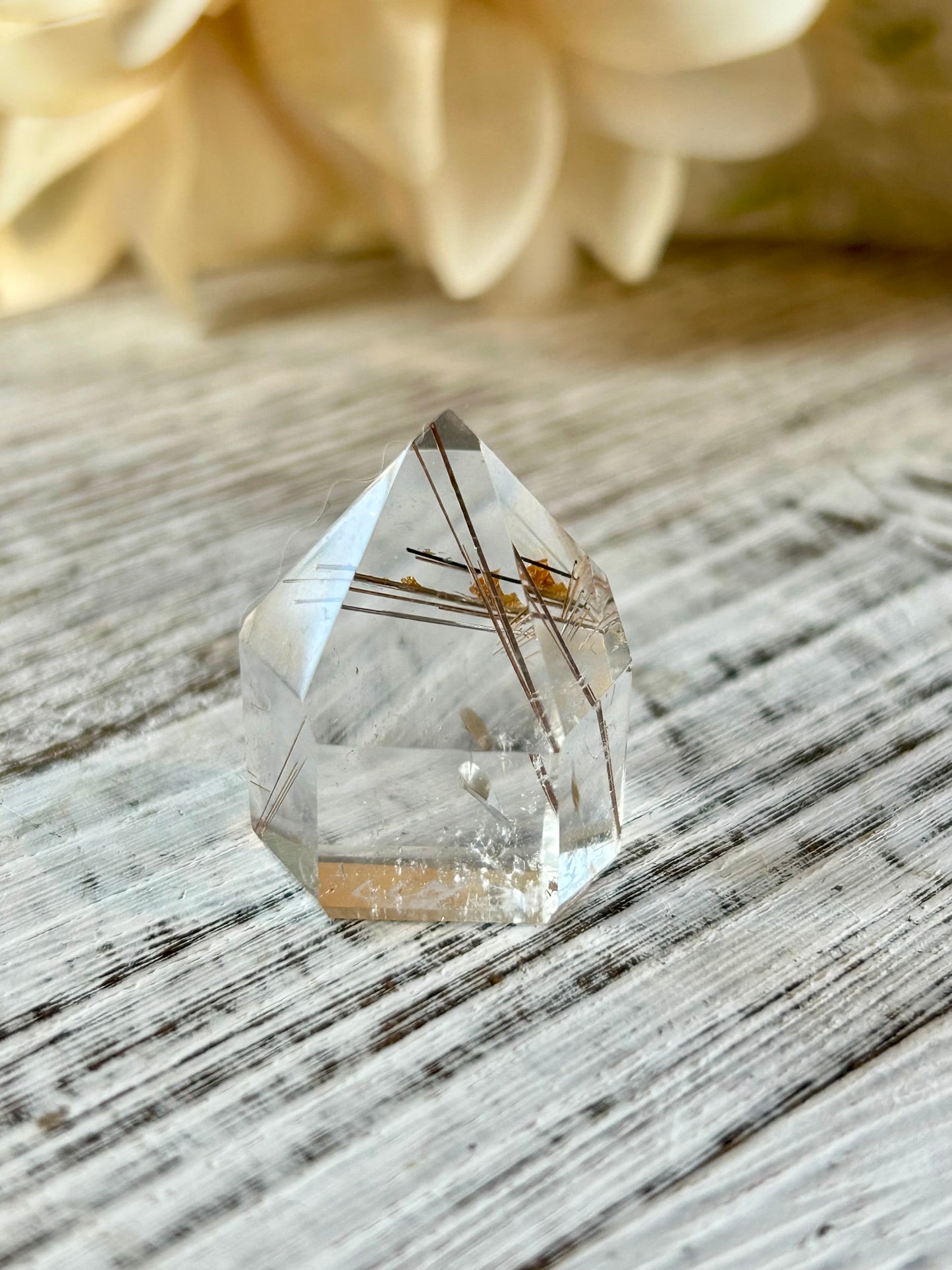 High grade Mini Rutilated Quartz with clear natural Quartz and fine Rutile needle inclusions.