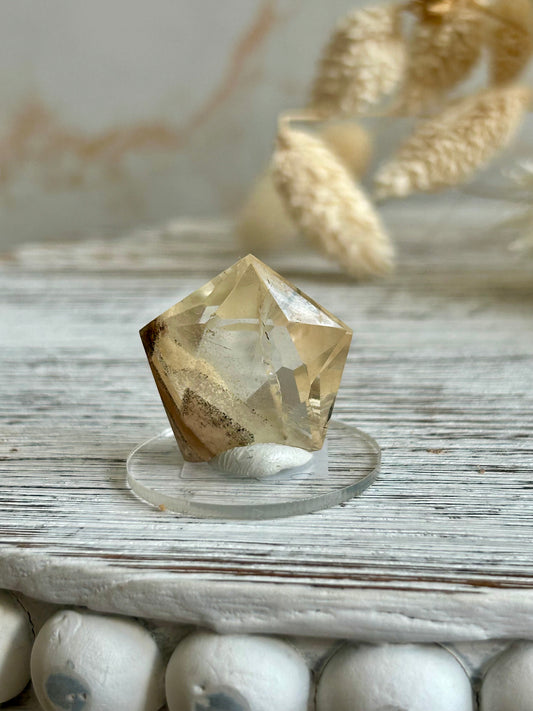 36 Carat Faceted Citrine cab – Golden Clarity With Natural Inclusions