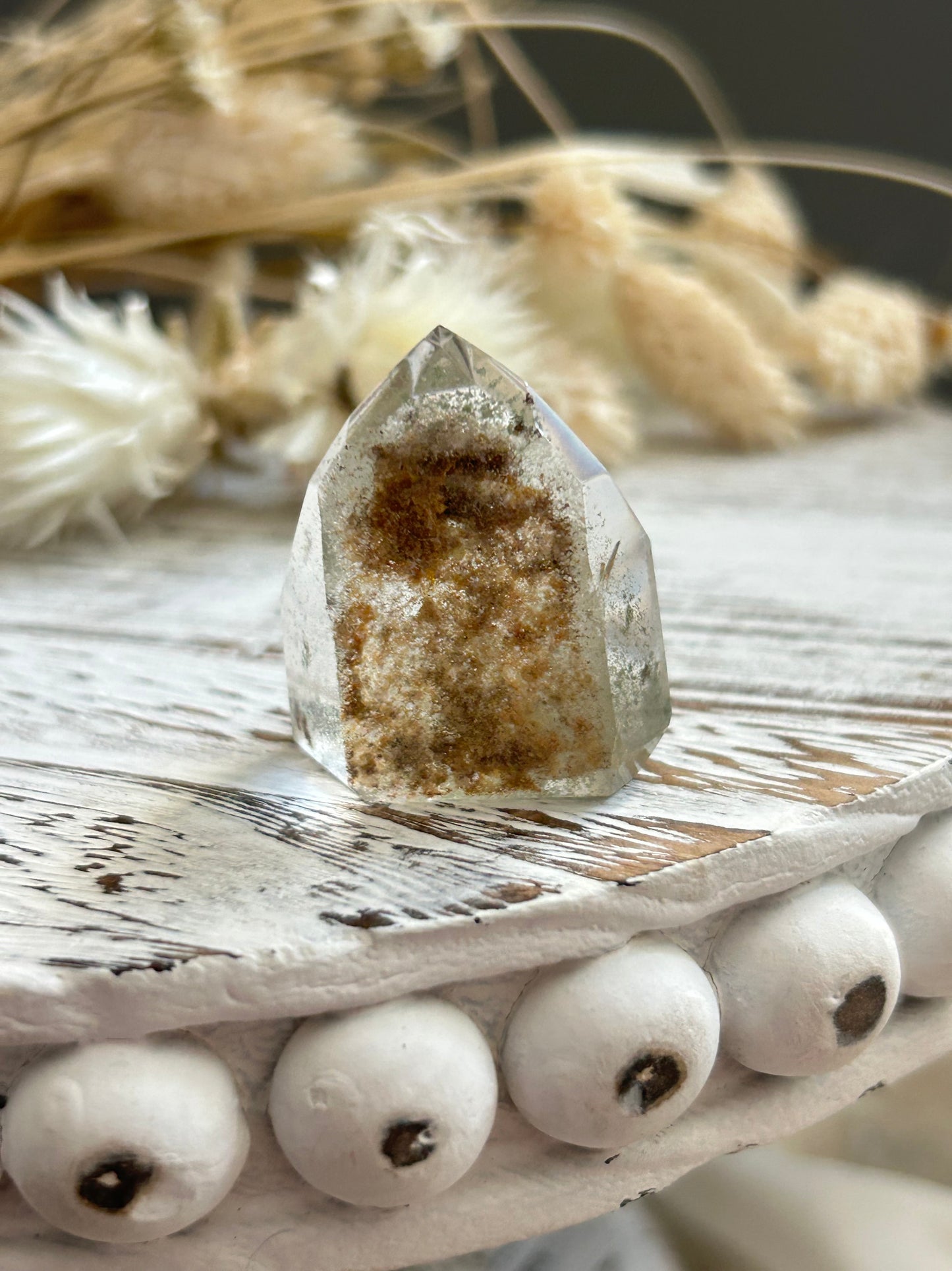 Lodolite Quartz Point – Natural Garden Quartz with Scenic Inclusions - Semi Polished