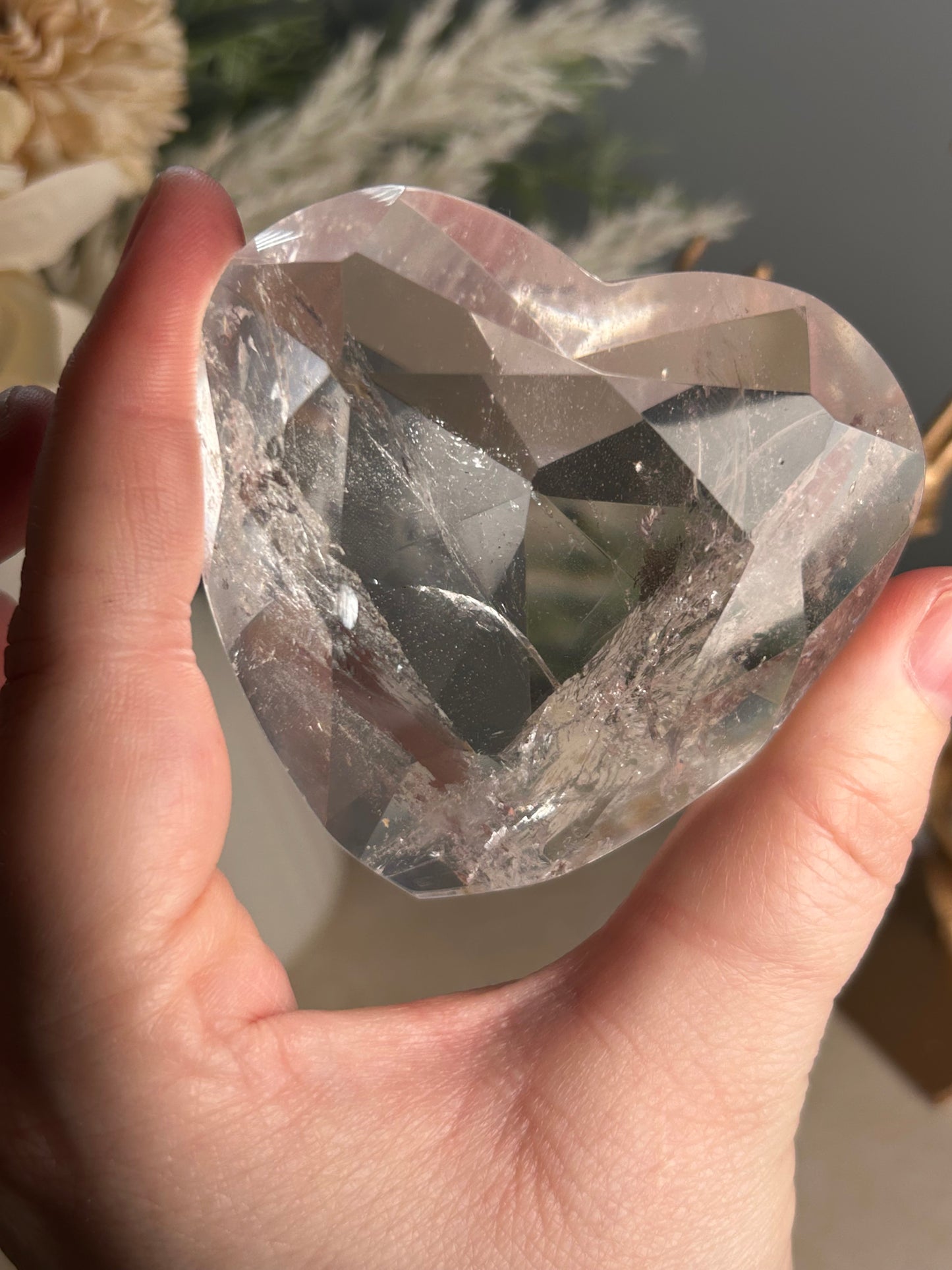 Faceted Clear Quartz Display Crystal on Custom Stand – Natural Quartz Statement Piece