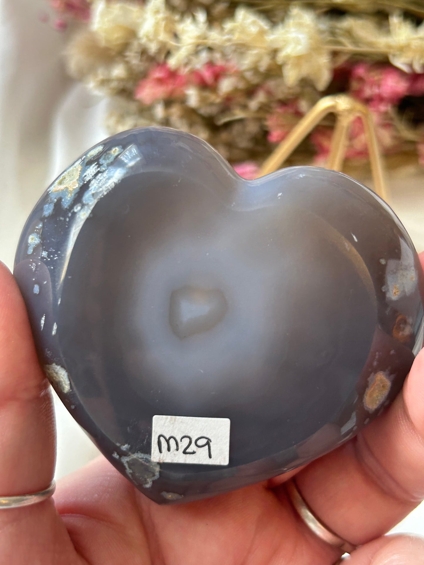 Agate Heart with gold stand