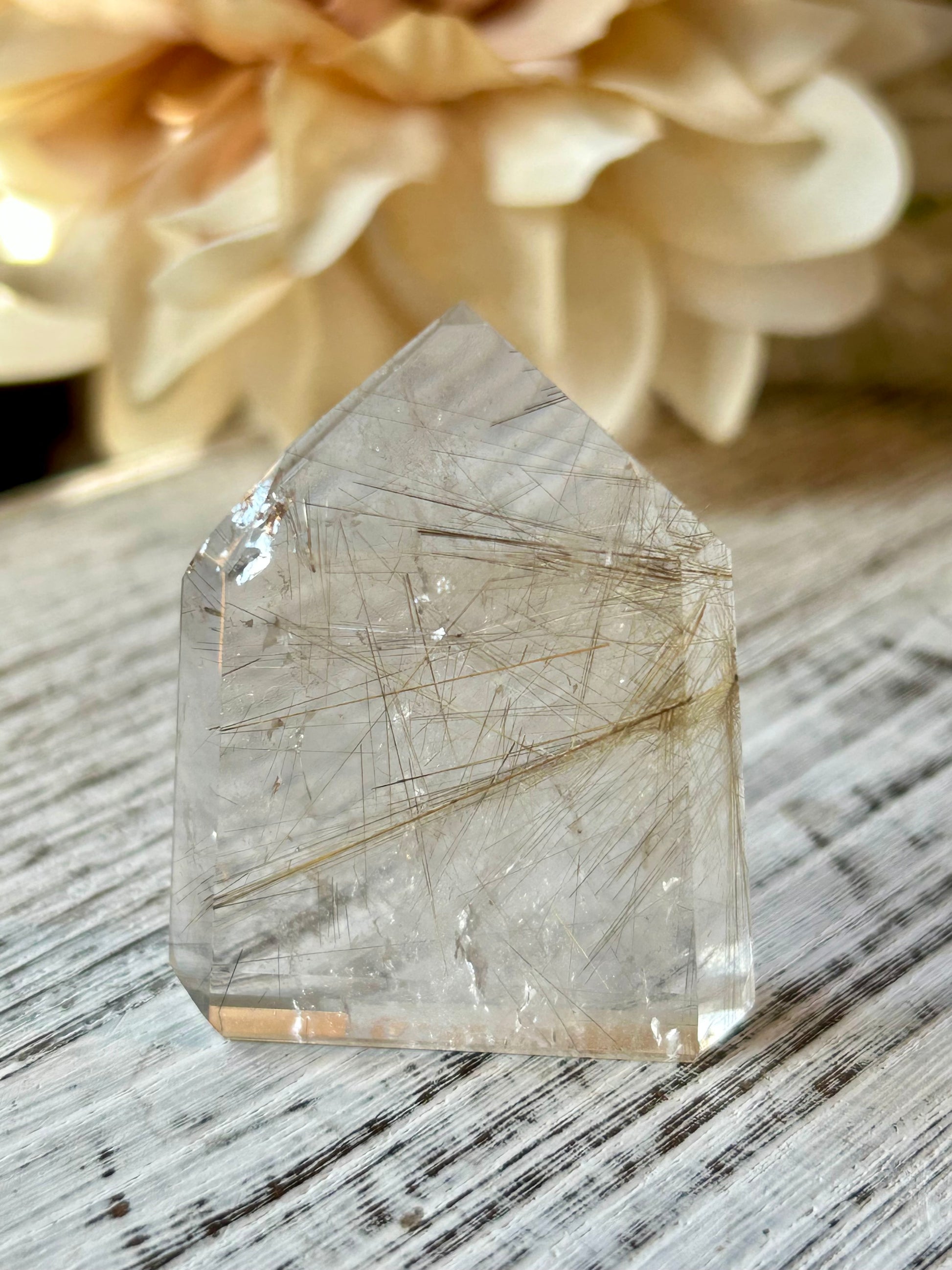 High grade Mini Rutilated Quartz with clear natural Quartz and fine Rutile needle inclusions.