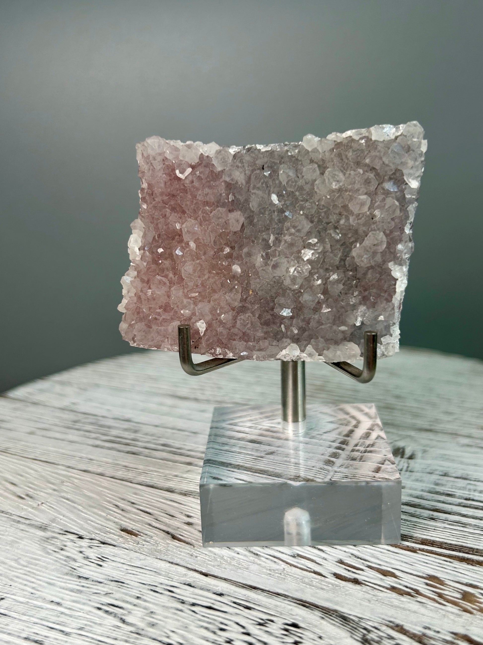 Grey Chalcedony specimen with layered colour growth and gentle shimmer