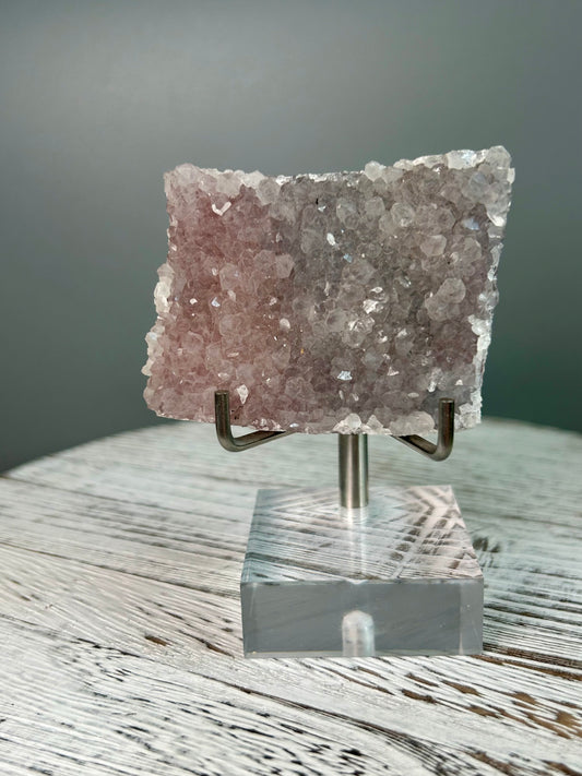 Grey Chalcedony specimen with layered colour growth and gentle shimmer