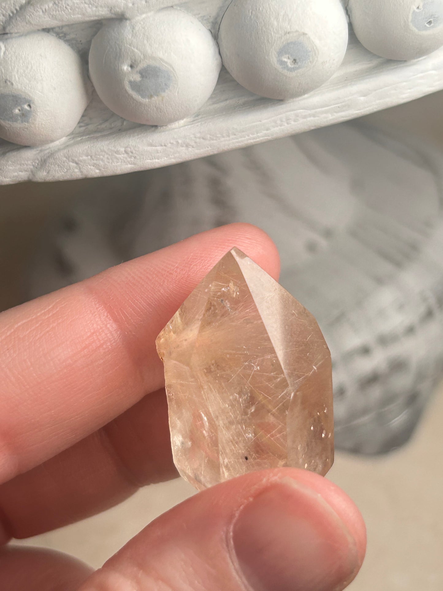 Rutilated Quartz Tower – Angel Hair Rutile - Pink & Gold Threads - Semi Polished
