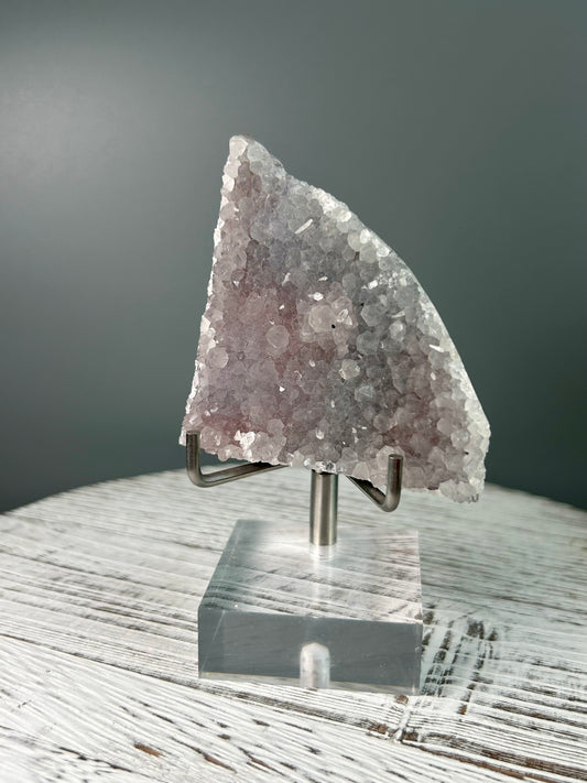 Grey Chalcedony specimen with layered colour growth and gentle shimmer