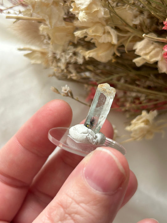 Aquamarine with black Rutile (Tourmaline)