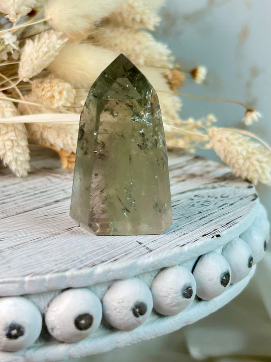 Unique Prasiolite crystal from Brazil, metaphysical healing stone