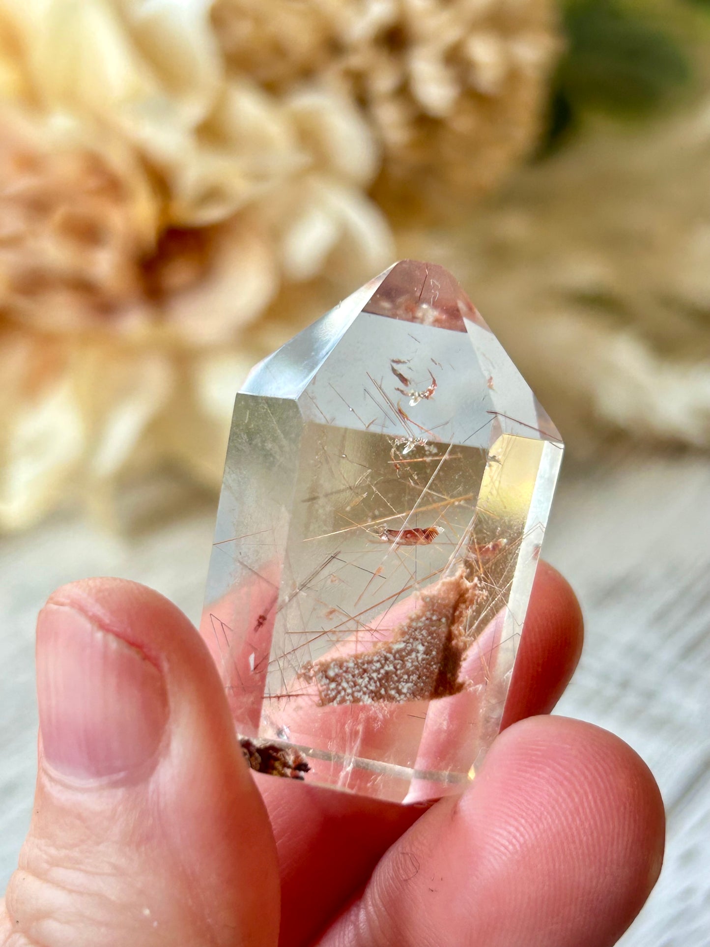 High grade Mini Rutilated Quartz with clear natural Quartz and fine Rutile needle inclusions.
