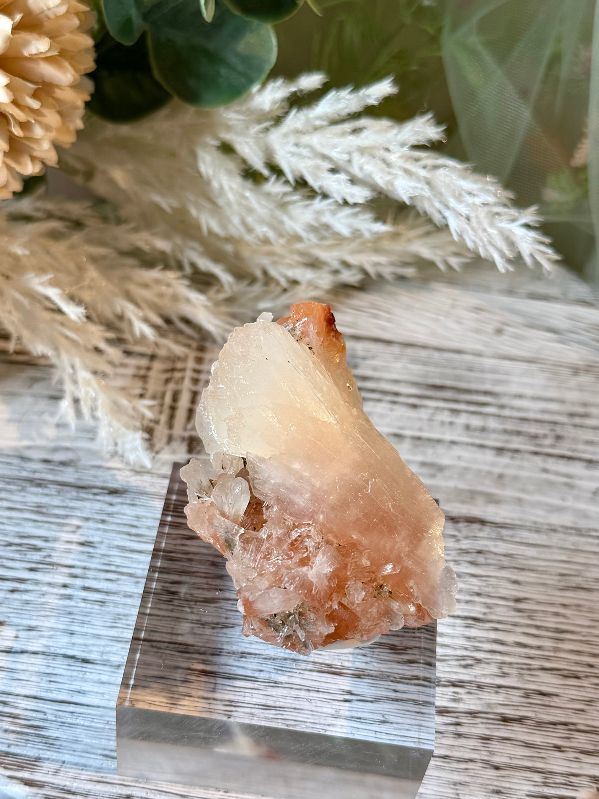 Natural Chalcedony with Stellerite and Heulandite featuring intricate zeolite crystal formations and unique mineral growth.
