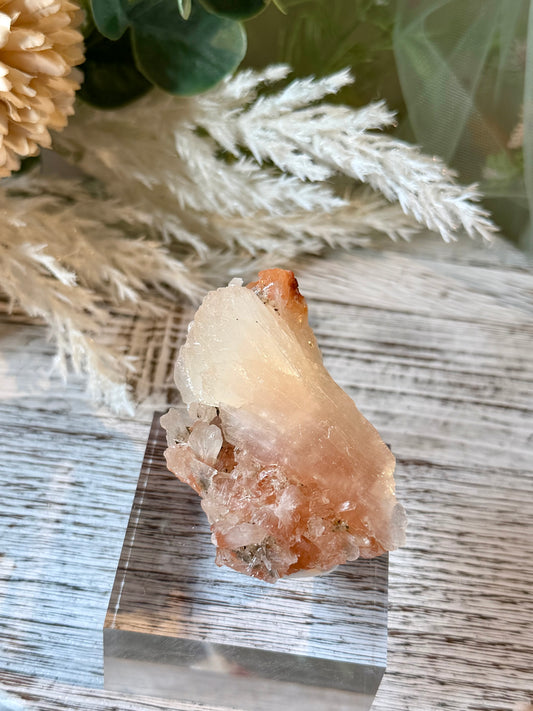 Natural Chalcedony with Stellerite and Heulandite featuring intricate zeolite crystal formations and unique mineral growth.