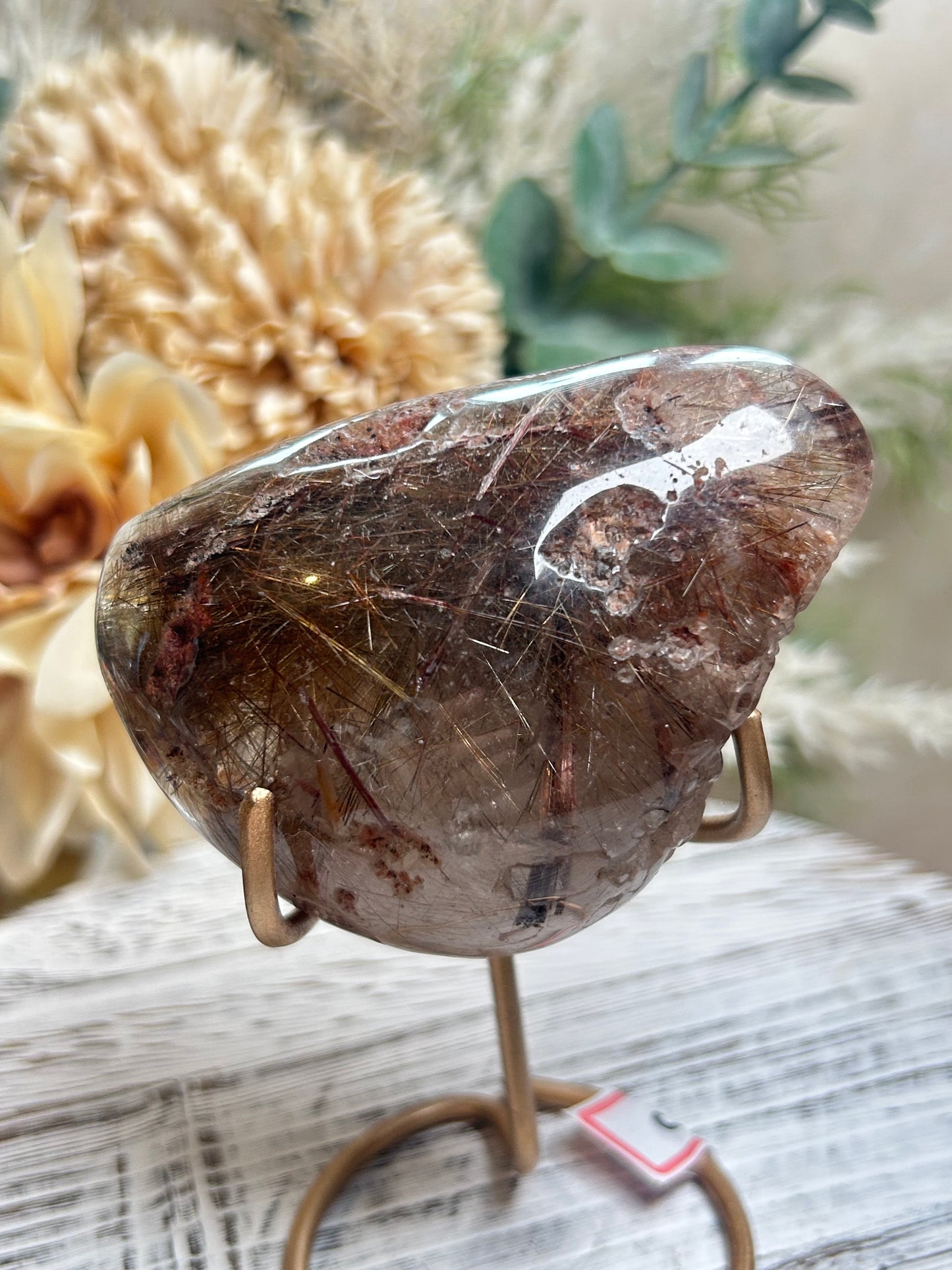 Rutilated Quartz Freeform – Golden Rutile with Natural Matrix & Druzy