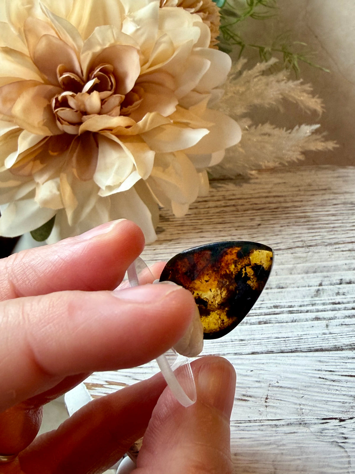 Natural Chiapas Amber Cabochon | Mexico | With Base