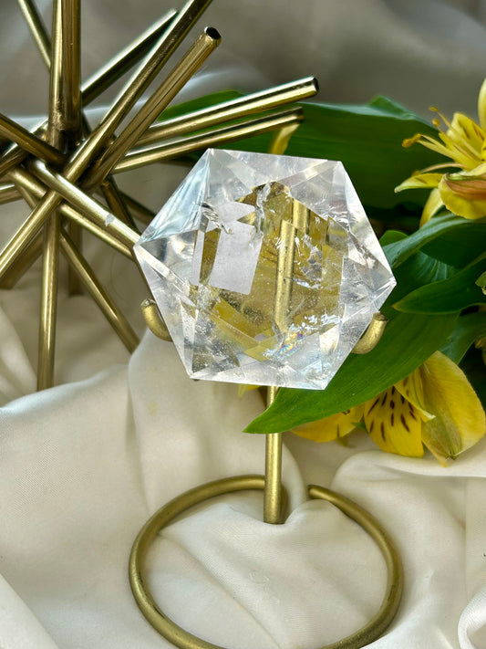 Faceted Hexagon with gold stand