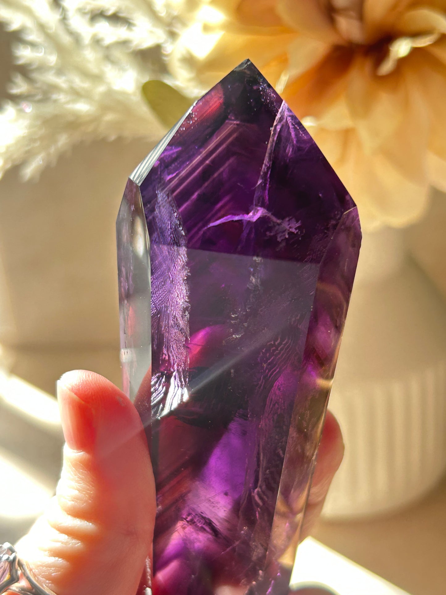 High-Grade Amethyst Point on Display Stand – Deep Violet Piece
