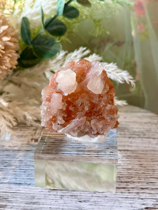 Natural Chalcedony with Stellerite and Heulandite featuring intricate zeolite crystal formations and unique mineral growth.